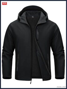 Waterproof Fleece Lined Softshell Rain Jacket Hooded Windbreaker